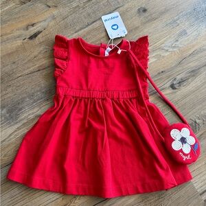 Mayoral Ruffle Sleeve Dress with matching purse NWT